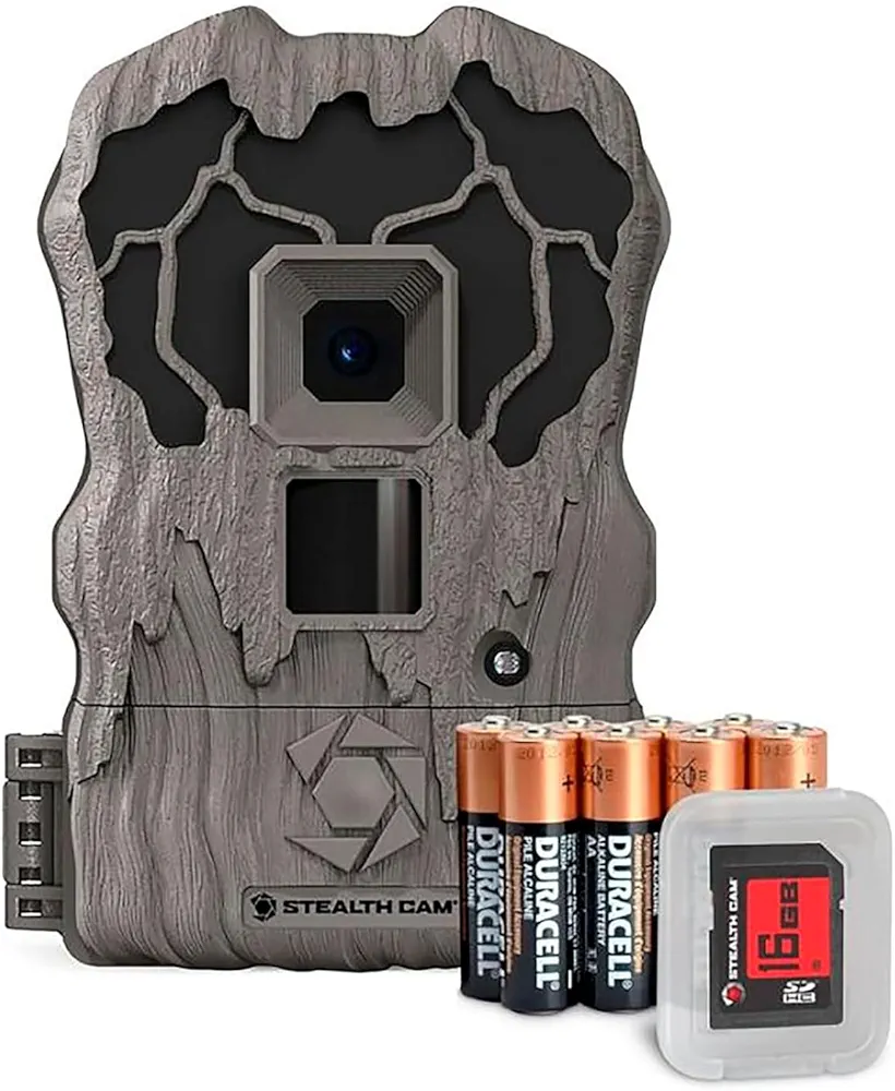 Stealth Cam QV18K Combo Pack - 18MP Photo & 720P Video at 30FPS 0.8 Sec Trigger Speed Wireless Hunting Trail Camera, 8 AA Batteries & 16GB SD Card Included