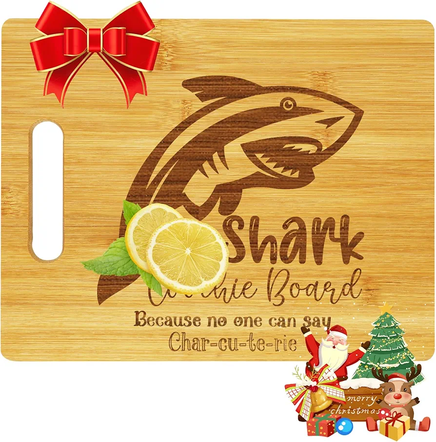 Shark Coochie Board Because No One Can Say Charcuterie,Humor Dirty Gift,Funny Charcuterie Board,11”,Bamboo Wood Personalized Cutting Boards,Thanksgiving Day Funny White Elephant Gifts Chrismas
