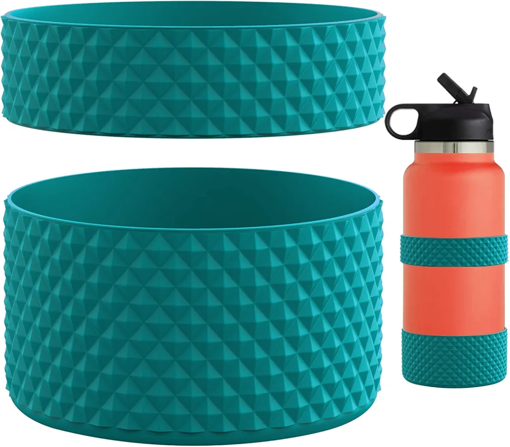 Water Bottle Boot, Double Protective Diamond Texture Silicone Boot Protector Compatible with 12oz-40oz Hydro Sport Flask Anti-Slip Flex Boot Bottom Sleeve Cover