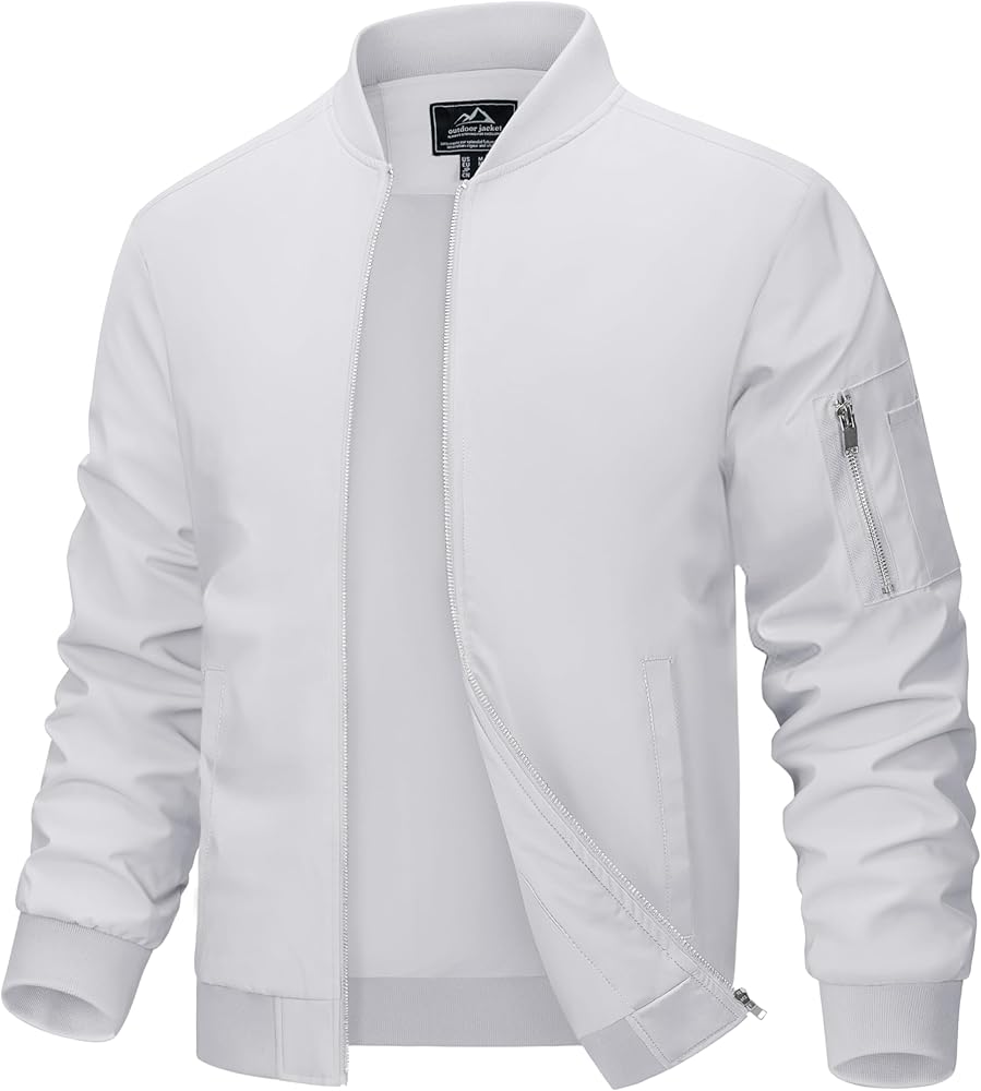 MAGCOMSEN Men's Jacket Lightweight Bomber Jacket Casual Windbreaker Jackets Windproof Zip Up Coats with 5 Pockets