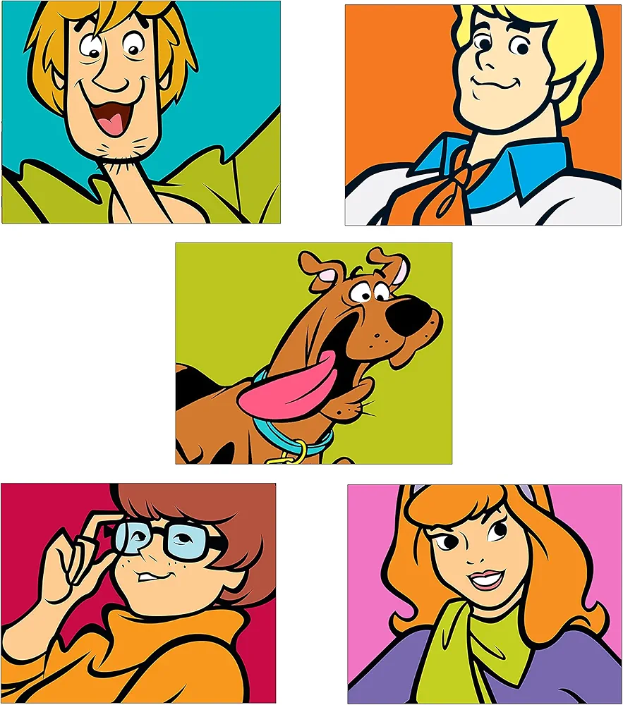 SCOOBY DOO Kids Wall Art Prints - Set of 5 Adorable Glossy Photos - Scooby - Shaggy - Thelma - Daphne - Fred