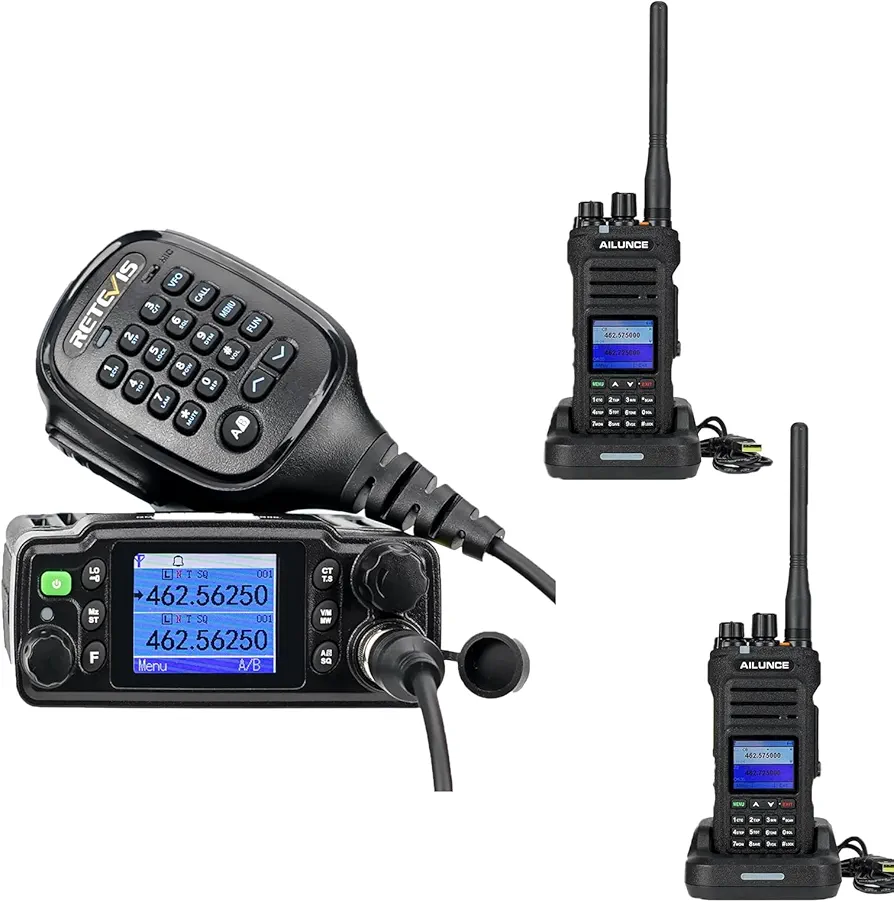Retevis RB86 GMRS Mobile Radio,IP67 Waterproof Mobile Transceiver with HA1G Handheld GMRS Radio 2 Pack, Long Range Communication Kit for Off-Road 4X4