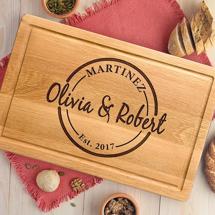 Personalized Wood Cutting Boards, 9 Designs, Custom Engraved Gifts Chopping Block, Couple Gift for Wedding, Anniversary, Bridal Shower, Engagement, House Warming Gifts New Home, Gifts for Mom - Dad