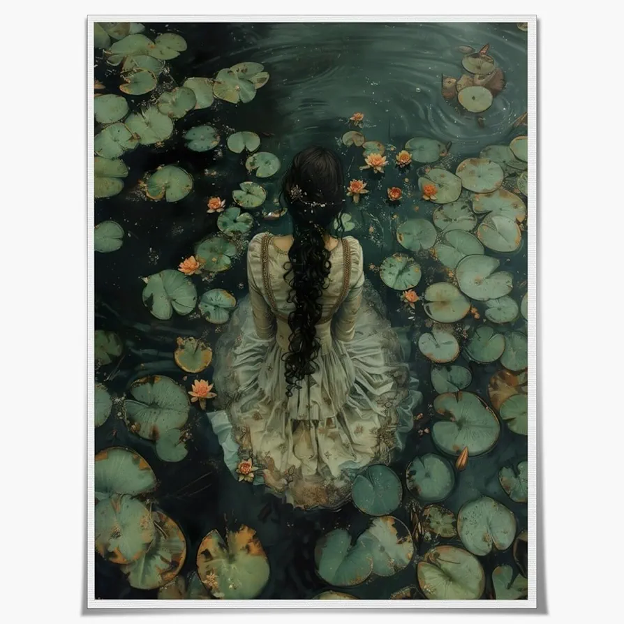 Dark Academia gothic wall art The Lake Goth Moody Victorian Wall Decor Aesthetic Cottagecore Canvas Prints vintage 12x16inch Unframed