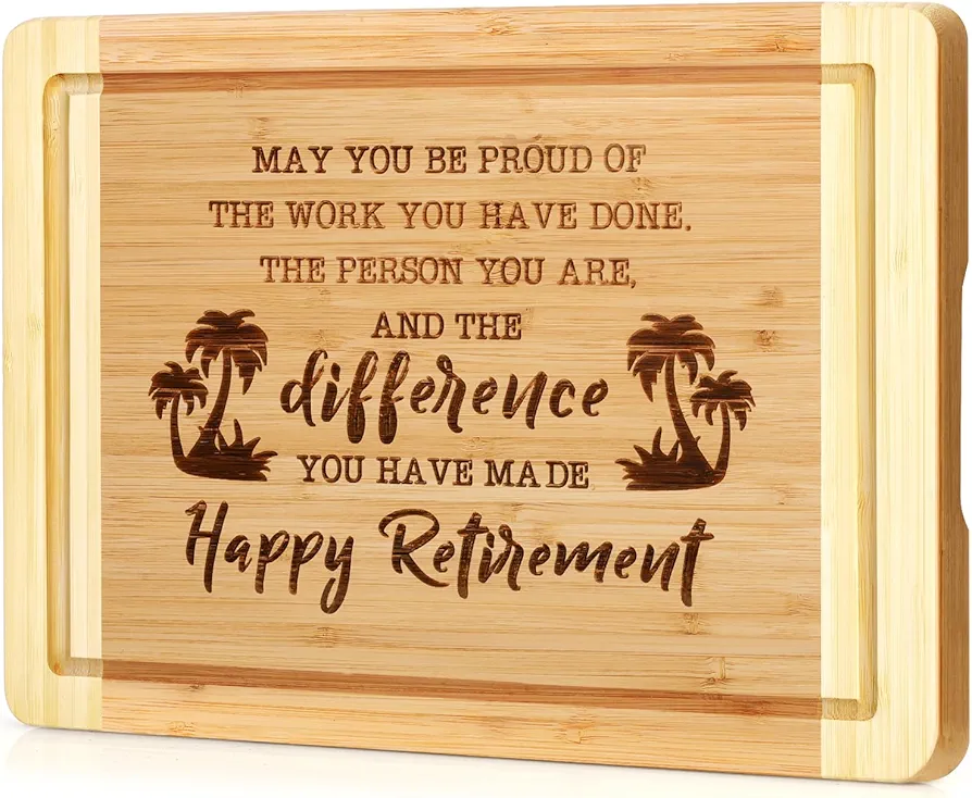 Retirement Gift for Women Men, Engraved Cutting Board for Woman, Coworker Leaving Gifts Happy Retirement Gifts for Coworker, Friends, Boss, Teacher, Nurse, Mom, Cutting Board Kitchen Gifts for Women