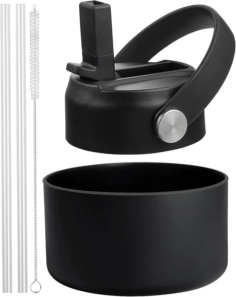 Straw Lid for Hydro Flask Wide Mouth 32 40 oz, Straw Lids with Flexible Handle and Straws Compatible with HydroFlask, Replacement Sports Flex Cap Wide Mouth Top 32 40 oz