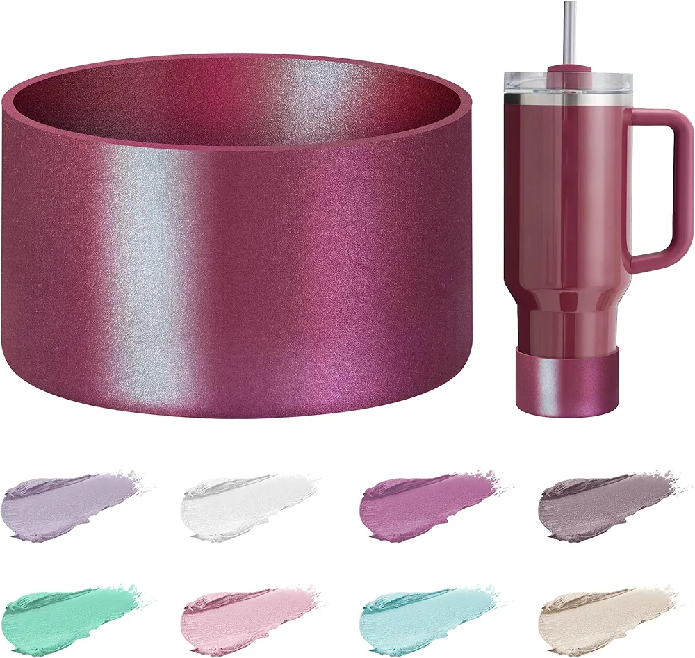 Mokoart Dreamy Gradient Silicone Boot Compatible with Stanley 40oz 30oz 20oz Tumbler and 12-24oz Water Bottles, Metallic Shimmer Silicone Boot Sleeve for Stanley Cup Accessories (Cherry Mocha)