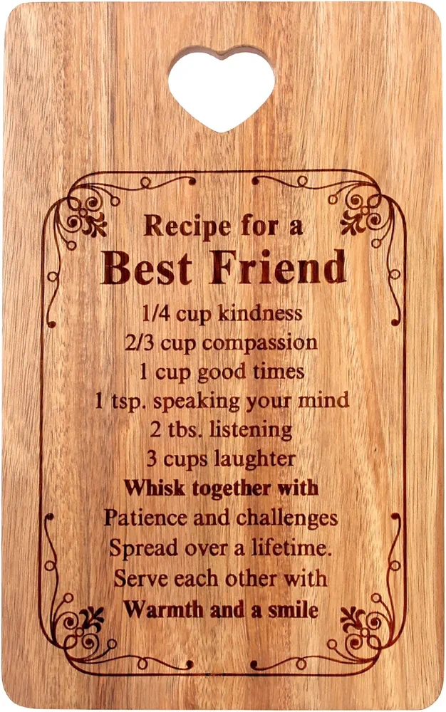 Friendship Gifts for Best Friends Wooden Charcuterie Boards Unique Christmas Decor Kitchen Presents for Bff Women Bestie Thank You Birthday Gifts Female Friend Xmas Present Wood Cutting Board