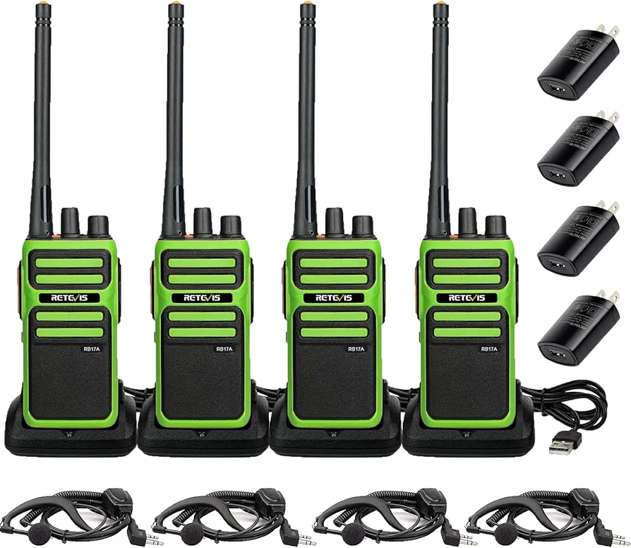 Retevis RB17A Two Way Radios Long Range, 5 Watts Walkie Talkies, 2200mAh Rechargeable Battery, Walkie Talkie with Earpiece,2 Way Radio for Hotel, Security, School, Warehouse（4 Pack）
