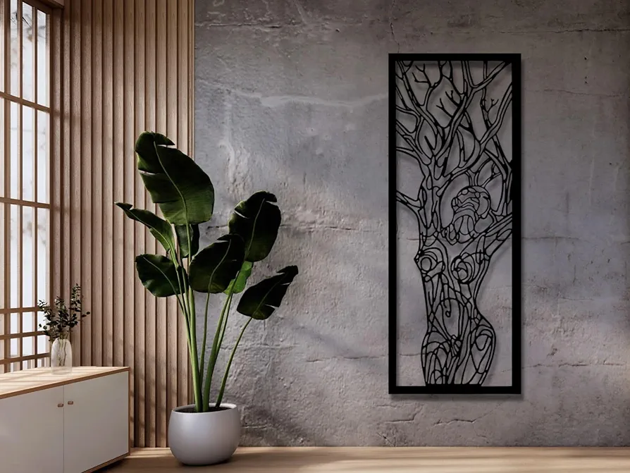 VAILLA Wood Wall Art Decor Wall Hanging Sculpture Modern Wall Home Decoration 3 Panels Nature Wall Hangings Large Wooden Wall Arr 3D Textured Sculptures for Living Room Bedroom Office Dinnig Room (Woman Tree)