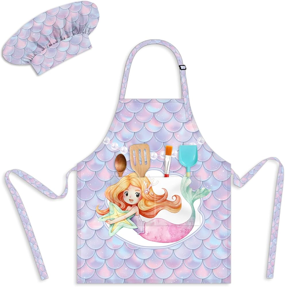 Kids Aprons for Girls Toddler Aprons with Pockets for Kids Cooking Baking Painting Crafting Art Gardening Adjustable