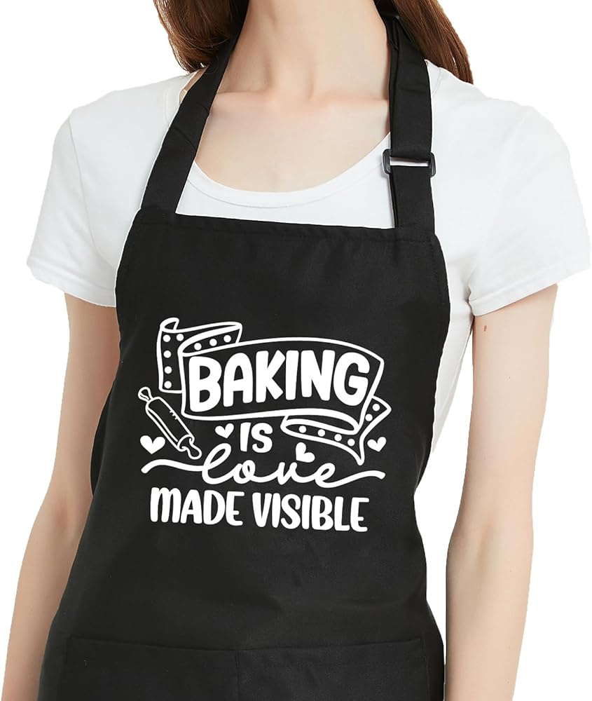 Funny Aprons for Women with Pockets, Adjustable Kitchen Apron for Cooking Baking, Birthday Gifts for Mom Grandma
