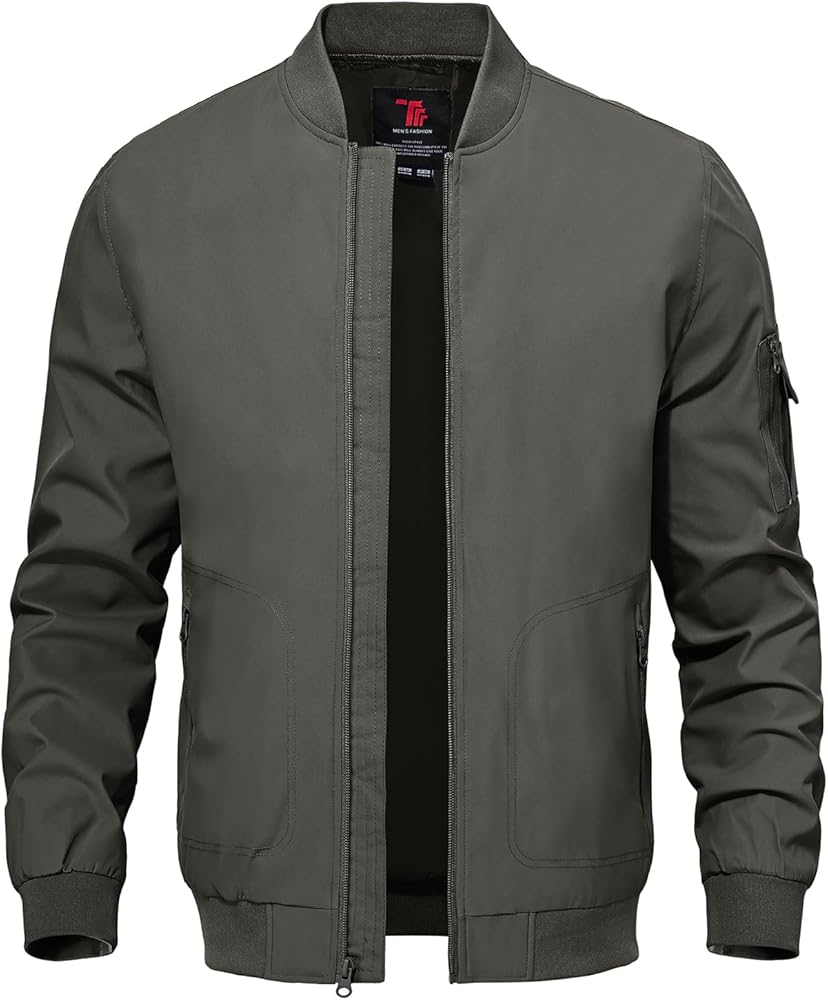 TBMPOY Men's Lightweight Bomber Jackets Light Track Jackets Casual Summer Windbreaker Outdoor Golf Fashion Coat for Men