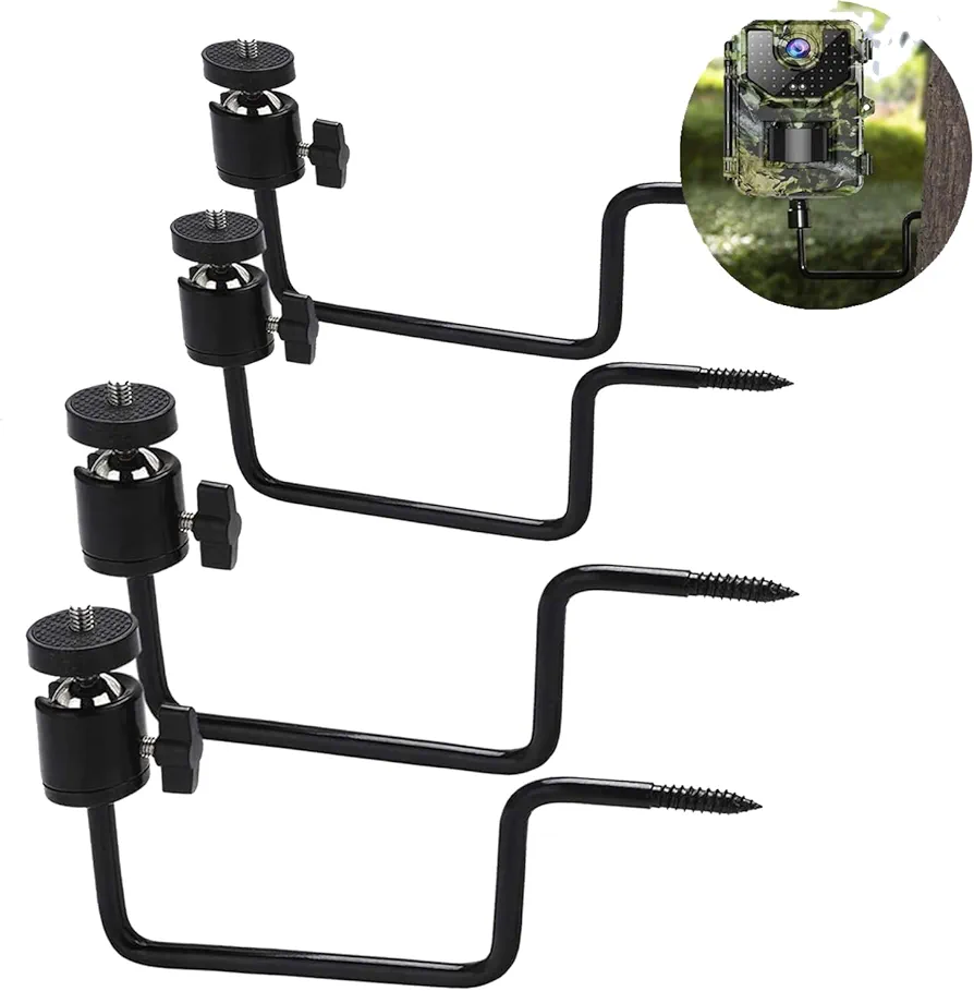 Trail Camera Mount, Adjustable Angle Supports 5KG, 4 Pieces, Iron and Lacquered, Screw 1/4-inch