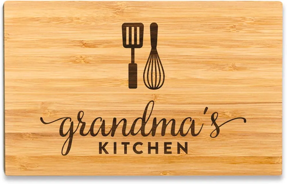 Andaz Press Laser Engraved Small Bamboo Wood Cutting Board, 9.5 x 6-inch, Grandma's Kitchen, 1-Pack, Mother's Day Mom's Birthday Christmas Chopping Gift Ideas