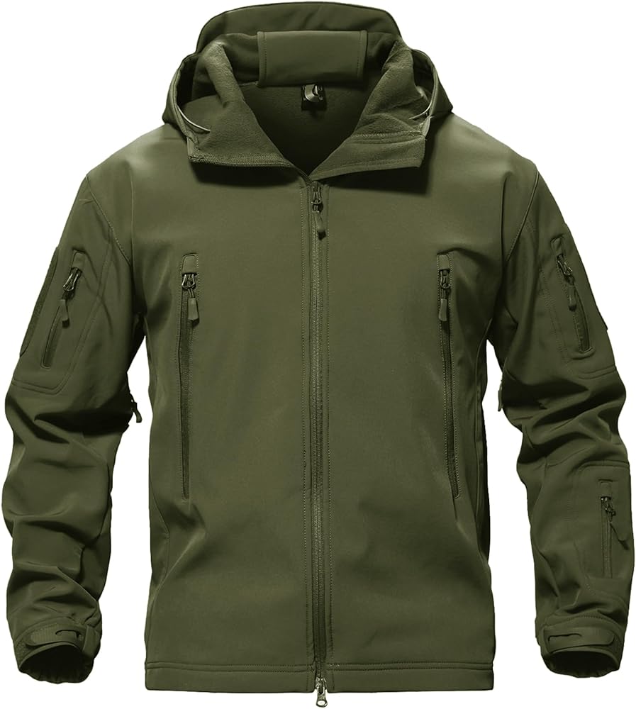 TACVASEN Men's Special Ops Military Tactical Rain Jackets Winter Warm Fleece Softshell Hooded Raincoat Snowboard