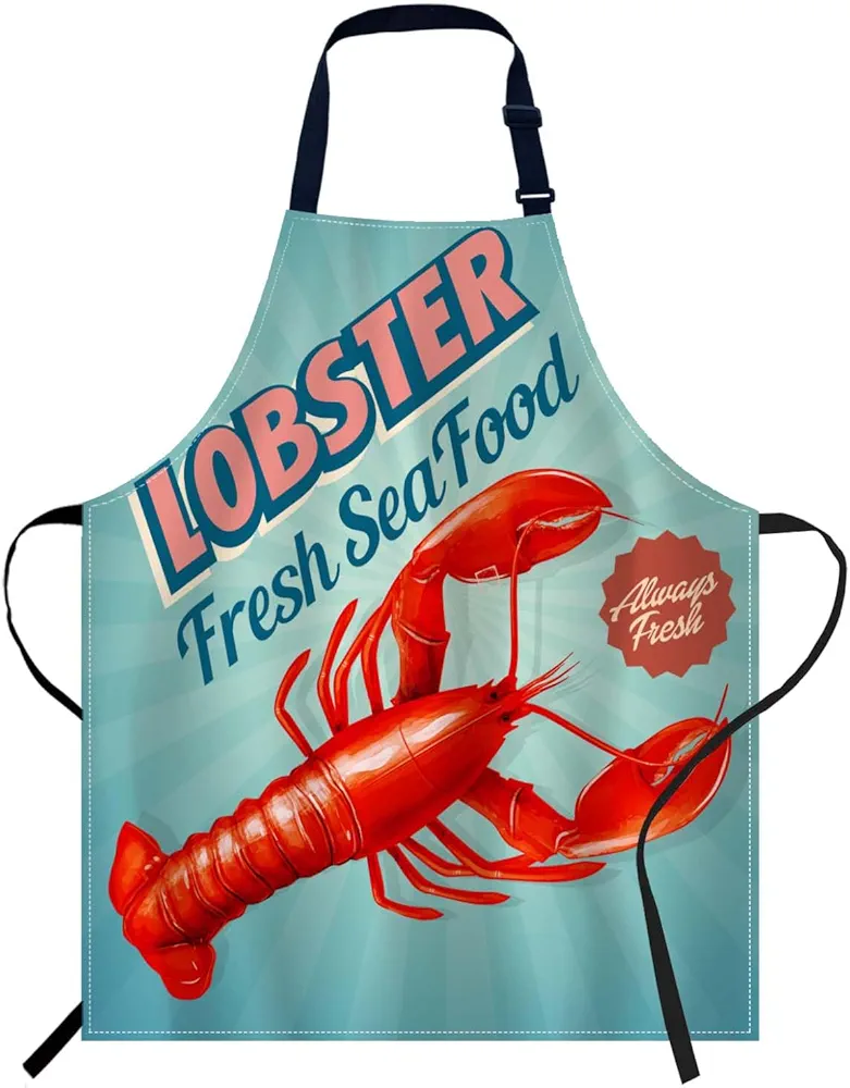 oFloral Lobster Apron Adjustable Apron Cooking Kitchen Chef Women Men Aprons for Home Kitchen, Restaurant, Coffee House, Baking Gardening BBQ