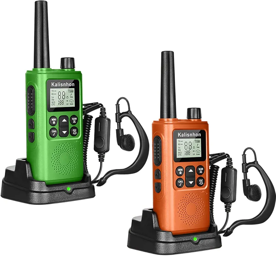 Walkie Talkies Long Range with Call Alert NOAA Dual Watch Flashlight LCD Display VOX 22 Channels, Walkie Talkies for Adults with Charging Dock and Earpieces Li-ion Battery（2 Pack）