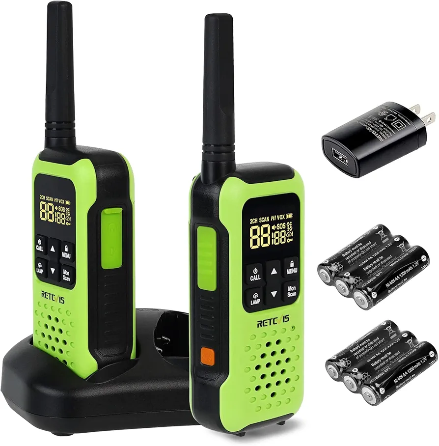Retevis RT49P Waterproof Walkie Talkies, IP67 Floating 2 Way Radio, NOAA Walkie Talkie, 1200mAh Rechargeable AA Batteries, SOS Flashlight Two Way Radio for Skiing Kayaking 2 Pcs