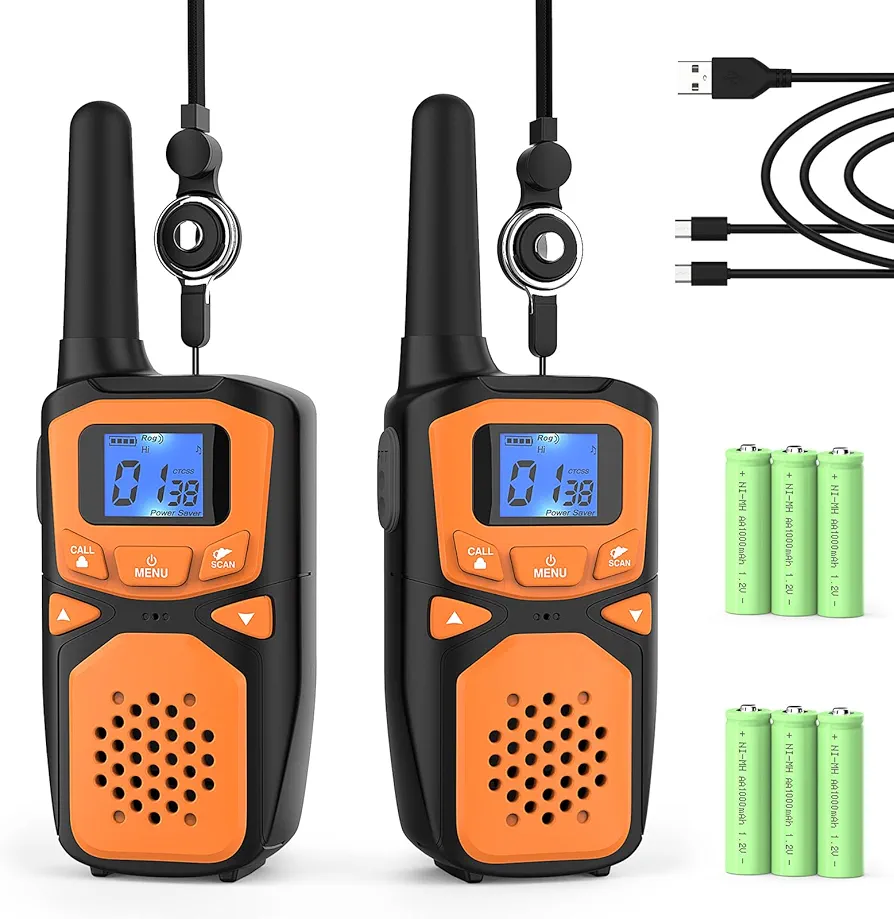 Adult Walkie Talkies 2 Pack, WokTok Rechargeable Long Range Walkie Talkies 2 Way Walkie Talkies, 22 Channels VOX Scanning LCD Display Ideal for Gift Giving, Family Camping and Hiking