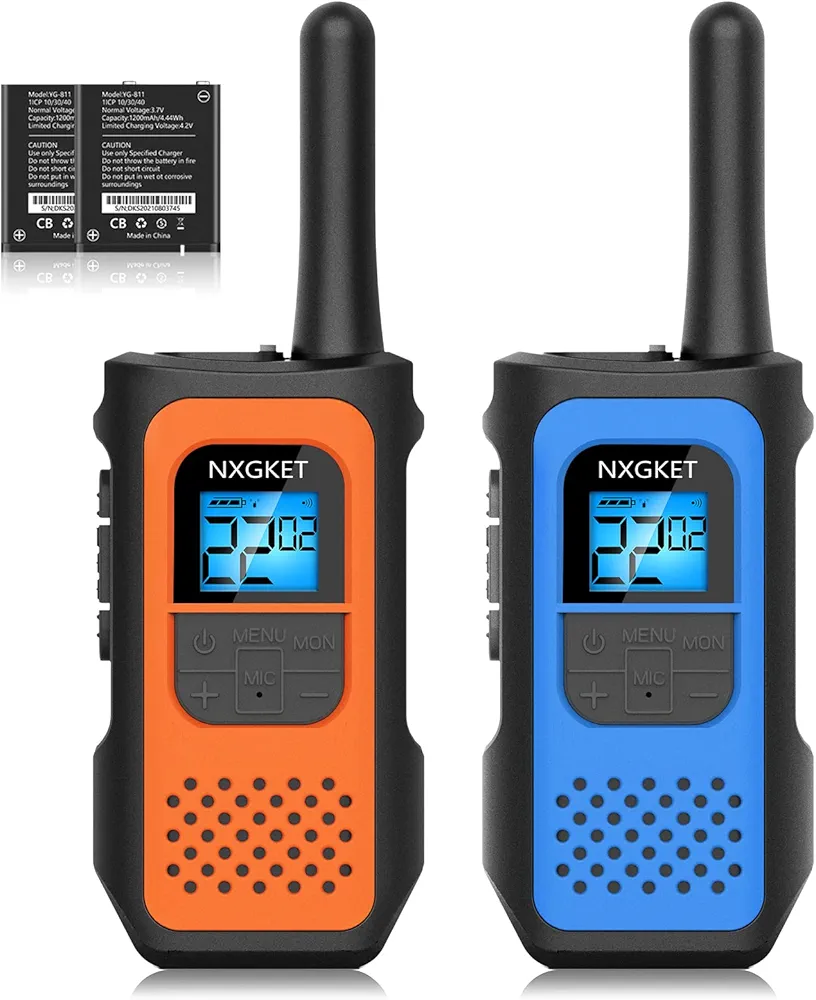 Walkie Talkies Long Rnage for Adults NOAA Wether Alert, Rechargeable Walkie Talkie 2 Way Radios 22 Channels VOX Scan with Li-ion Battery USB-C Cable Family Camping Hiking, 2 Pack