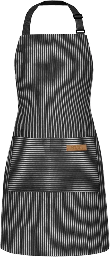 NLUS 1 Pack Kitchen Cooking Aprons, Adjustable Bib Soft Chef Apron with 2 Pockets for Women Men (White)