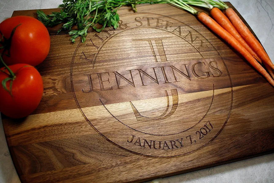 Personalized Wood Cutting Board Laser Engraved Anniversary or Wedding Gift Couples Housewarming Present Customized Kitchen Tool