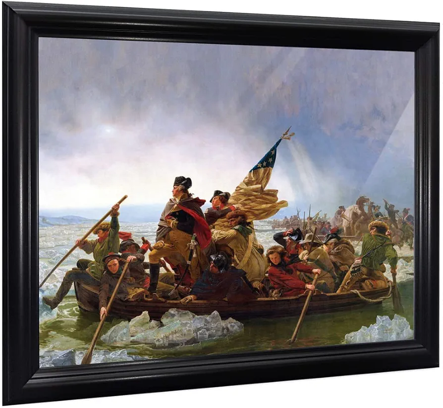 Washington Crossing The Delaware by Emanuel Leutze, Framed Wall Art Print, Famous American Revolution Painting Print, 11x14, 2423B