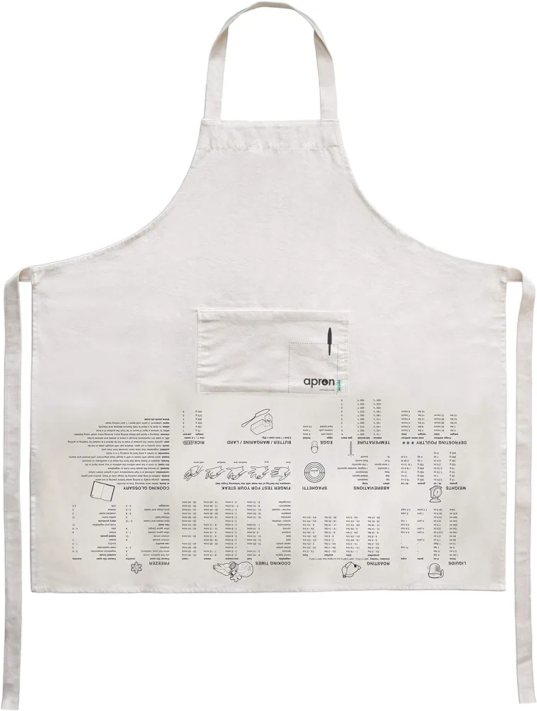 Suck UK | Cooking Guide Apron | Aprons For Women With Pockets | White Apron & Chef Apron | 100% Cotton Apron | Kitchen Accessories | Cooking Apron & Kitchen Apron | Cooking Gifts & Kitchen Gifts