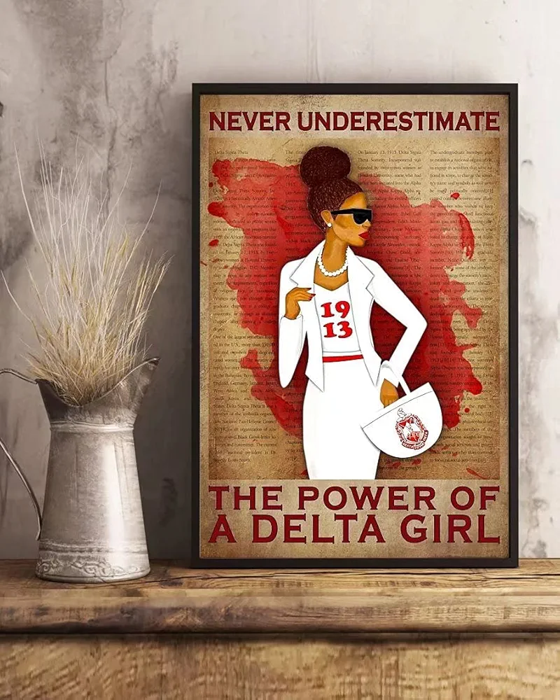 Delta Girl Poster Metal Sign Never Underestimate The Power Of A Delta Girl Motivational,Meaningful Wall Art Prints Man Cave Decor For Home Bars Restaurants Cafes Pubs Wall Decor 12x16 Inch