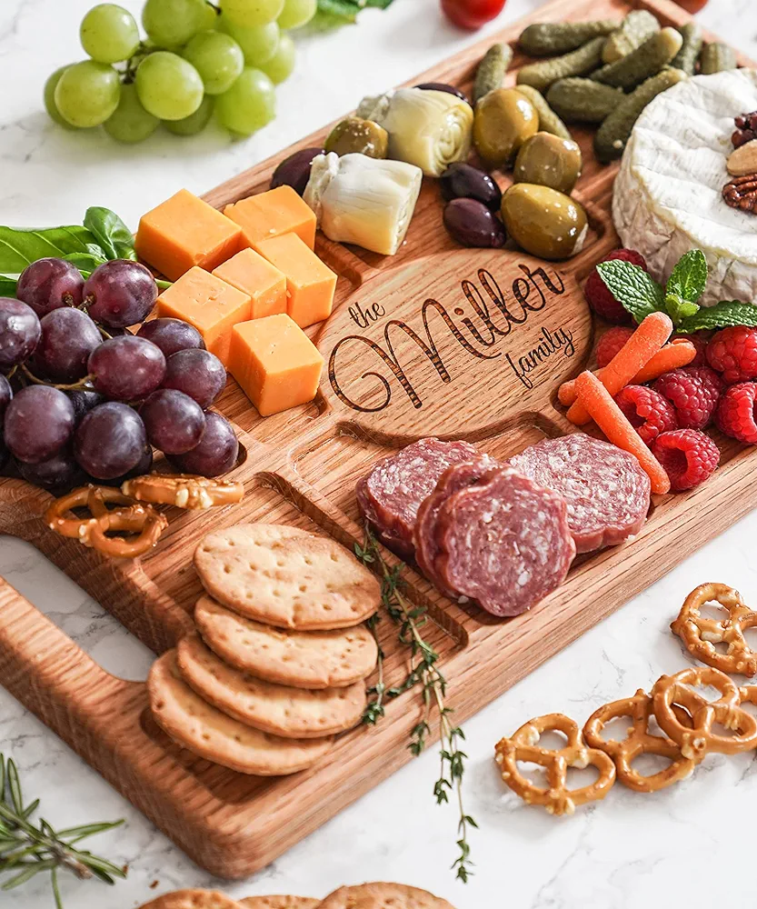 Drapela Works® Personalized Charcuterie Board Engraved - Custom Charcuterie Board Personalized Cheese Board - Charcuterie Boards Personalized Large - Custom Charcuterie Boards Wood Engraved