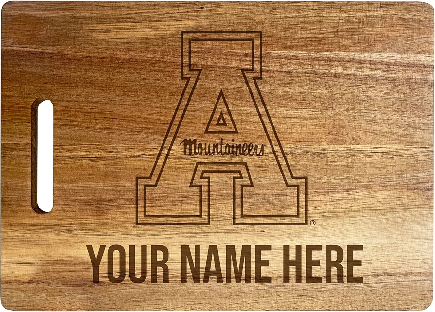 Appalachian State Custom Engraved Wooden Cutting Board 10" x 14" Acacia Wood - Large Engraving Officially Licensed