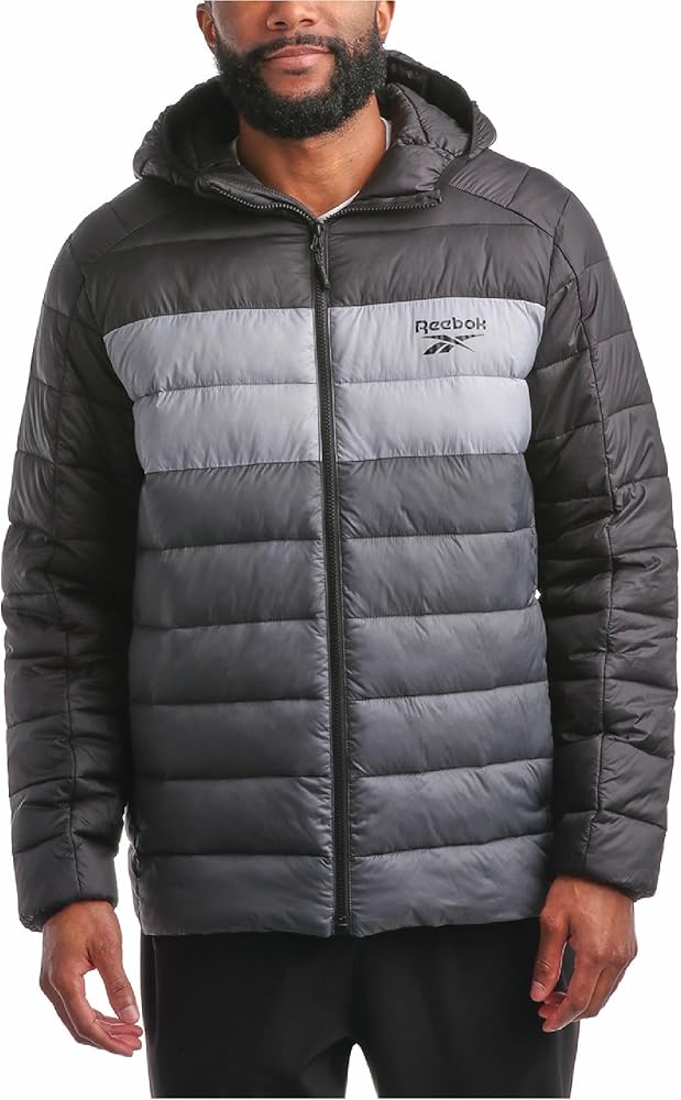Reebok Men's Jacket - Lightweight Hooded Weather-Resistant Quilted Puffer Coat - Warm Insulated Jacket for Men (S-XL)