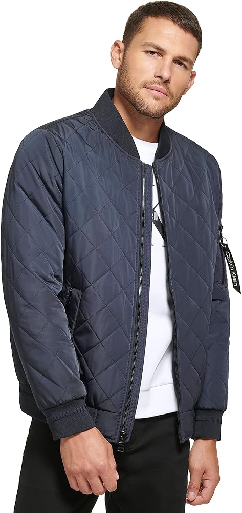 Calvin Klein mens Quilted Zipper Detail Flight Jacket