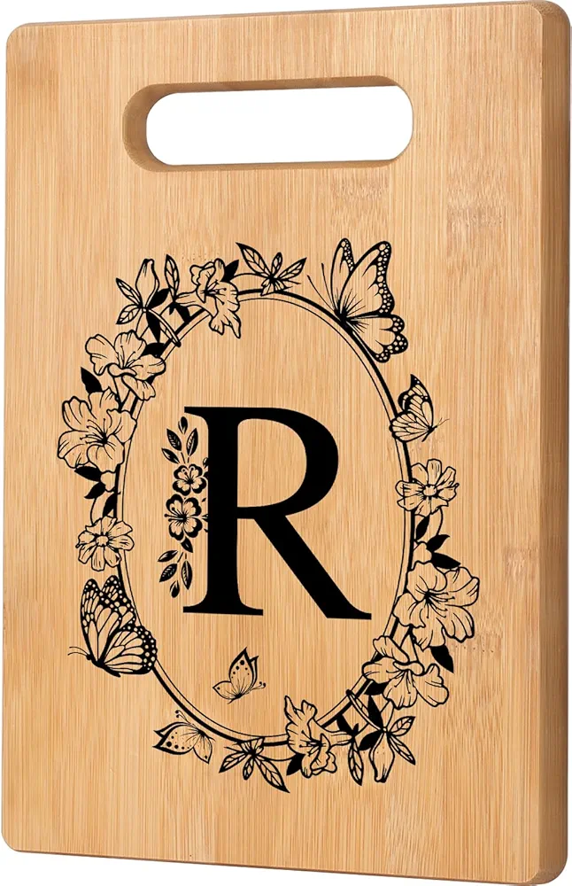 Personalized Cutting Board, Initial Christmas Gifts for Women Wedding Gifts for Couple, Monogrammed Birthday Gift for Women Sister Friend, Unique Gift for Christmas Anniversary Housewarming(Letter R)
