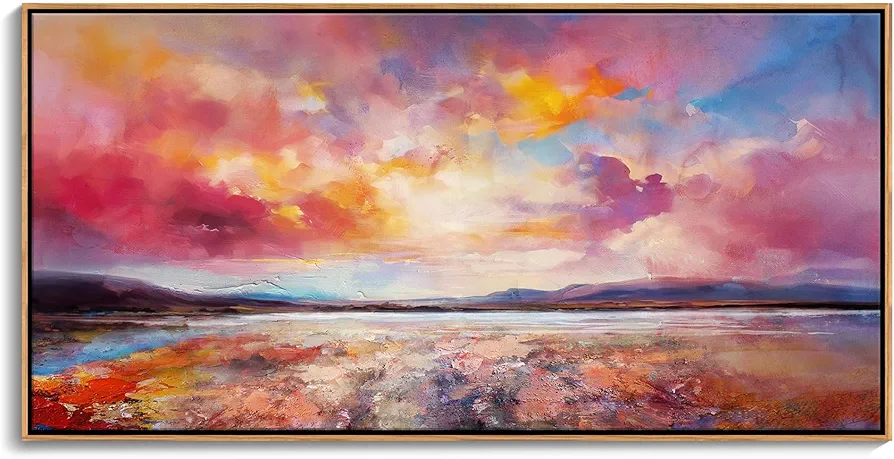 DVQ ART Canvas Wall Art for Living Room Large Size - Coastal Sunset Canvas Prints - Beach Wall Art for Home Decor, Ocean Scenery Picture, Framed Seascape Poster 20"x40" for Bedroom Bathroom Decor