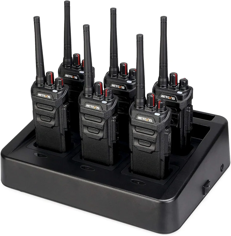 Retevis RT48 IP67 Waterproof Walkie Talkies for Adults,2 Way Radios Long Range,with 6 Way Multi Unit Charger,VOX,SOS Alarm,Rugged Two Way Radio for Construction Hotel School Manufacturing (6 Pack)