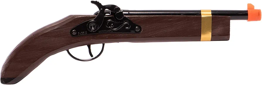 PARRIS CLASSIC QUALITY TOYS EST. 1936 - Kentucky Pistol Replica, Wood & Steel Construction, Single Shot Pull Off Caps, Historical Collector's Item, Real Wood Stock, Full Orange Tip, Pre-1898 Design