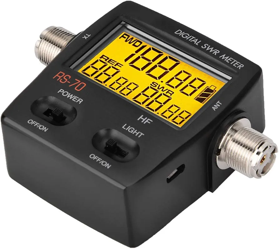 200W Digital SWR Meter with LCD Display, Standing Meter (Frequency Range: 1.6 60 Mhz), FWD/REF Power and SWR Display, Short Standing Meters for TwoWay Radios
