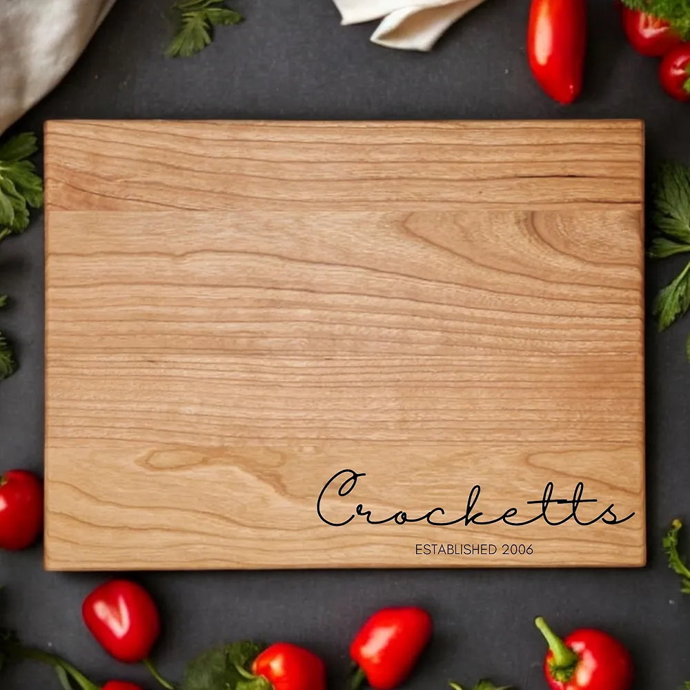 Personalized Engraved Wood Cutting Board - 4 Wood Types - USA Made - Custom Wedding Gift, Anniversary Gift, Housewarming Gift, Bridal Shower Gift, Gift for Mom, Dad or Couple, Real Estate Closing Gift