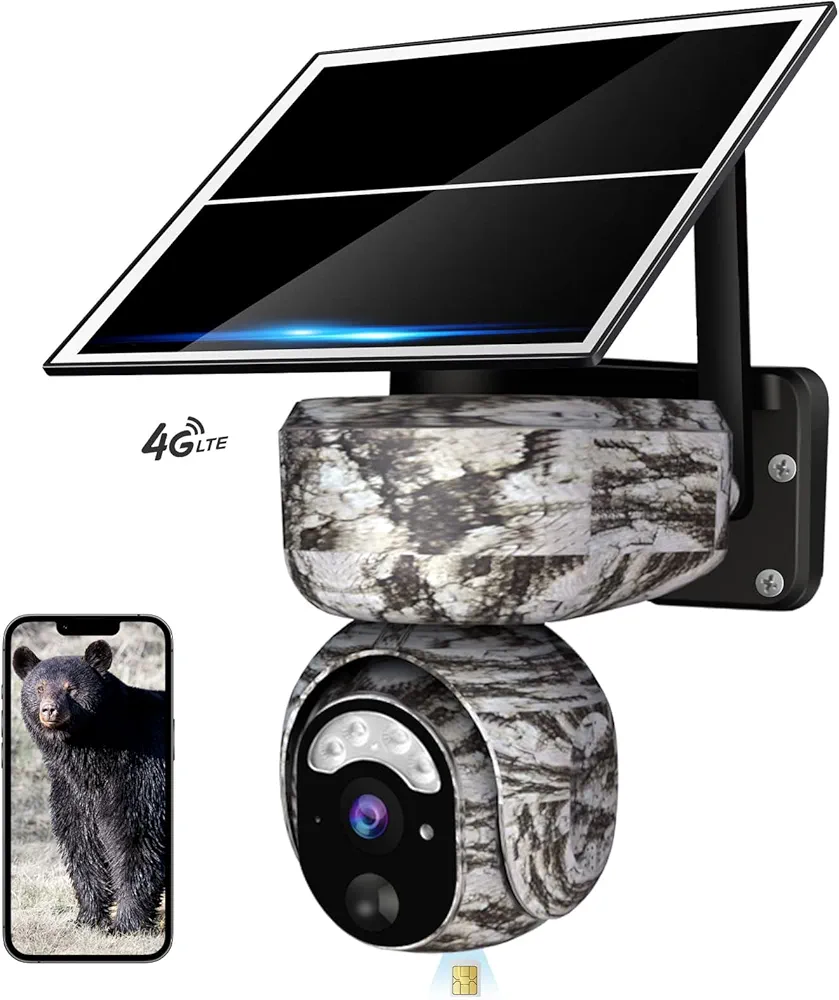 Vyze-Link Cellular Trail Camera with Night Vision Motion Activated Waterproof, IP66, 4G Solar Game Cameras, Wildlife Deer Camera, Wireless Critter Trail Cam with Sim Card, 360°Rotation Trailcam