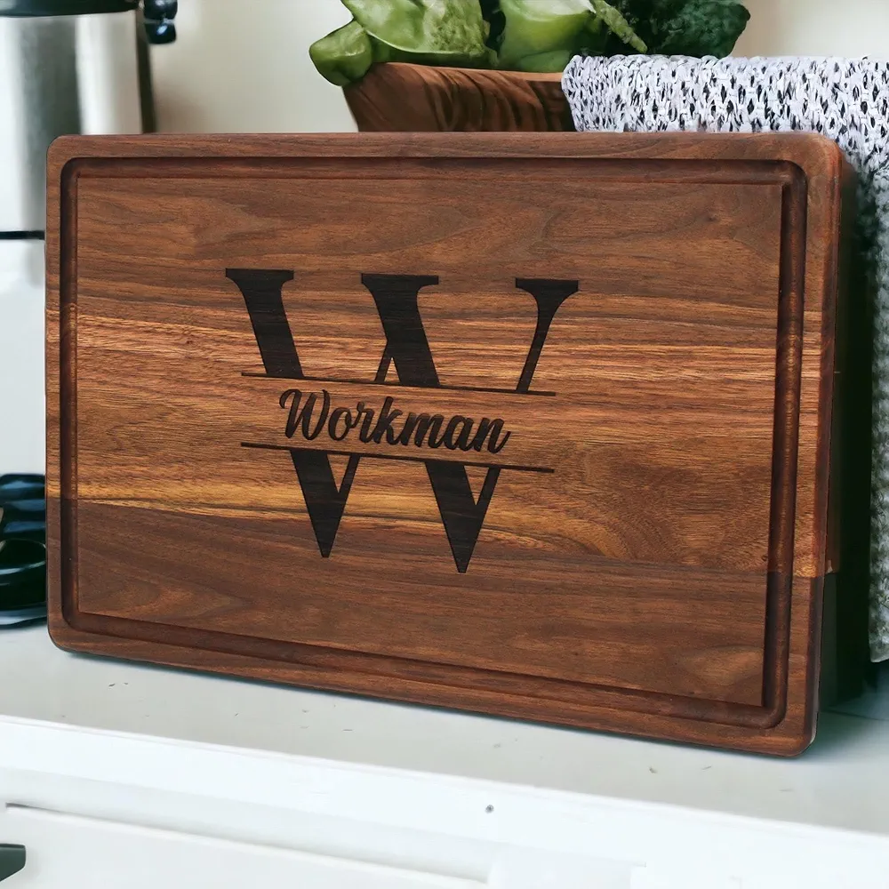 Refine Kitchenware Extra Large Walnut Personalized Engraved Cutting Board - FSC-Certified Wood, Wedding Gift, Anniversary Gift, Custom Walnut Cutting Board, 100% Made In The USA