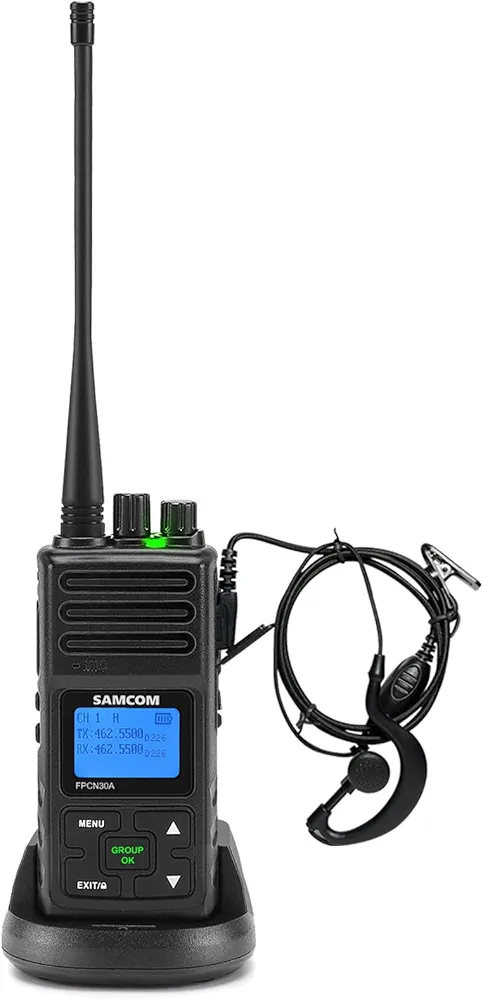 SAMCOM Walkie Talkies Rechargeable Long Range Two-Way Radios with Earpieces,SAMCOM 2-Way Radios UHF Handheld Transceiver Walky Talky with 1500 Li-ion Battery and Charger（1 Pack）