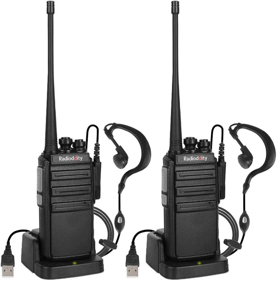 Radioddity GA-2S Long Range Walkie Talkies for Adults UHF Two Way Radio Rechargeable with Micro USB Charging + Air Acoustic Earpiece with Mic, for School Retail Business (2 Pack)
