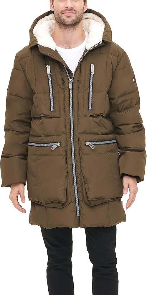 Tommy Hilfiger Men's Heavyweight Quilted Sherpa Hooded Parka
