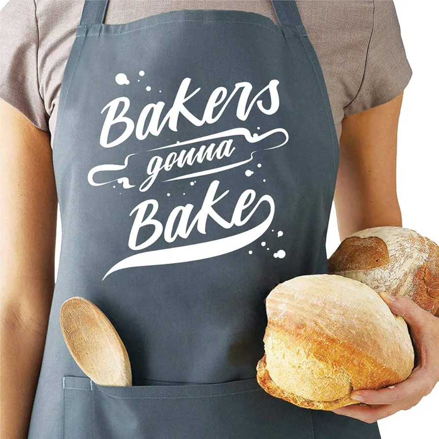 Funny Baking Aprons for Women Men, Cute Baking Gifts for Bakers, Kitchen Cooking Apron with 2 Pockets, Birthday Housewarming Christmas Thanksgiving Gifts for Mom Wife Husband Dad Son Sister Daughter