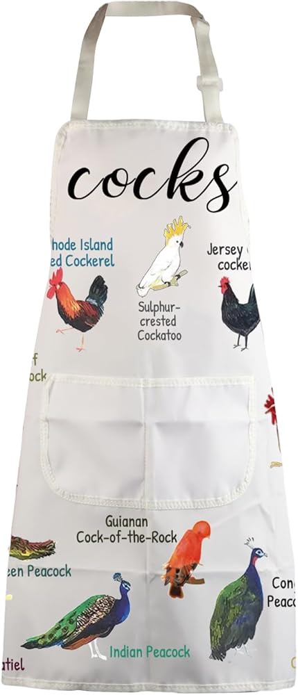 MBMSO Cocks Apron Bird Kitchen Cooking Apron with Pockets Cockatoo Gifts for Bird Lover Peacock Gifts Cockatiel Apron