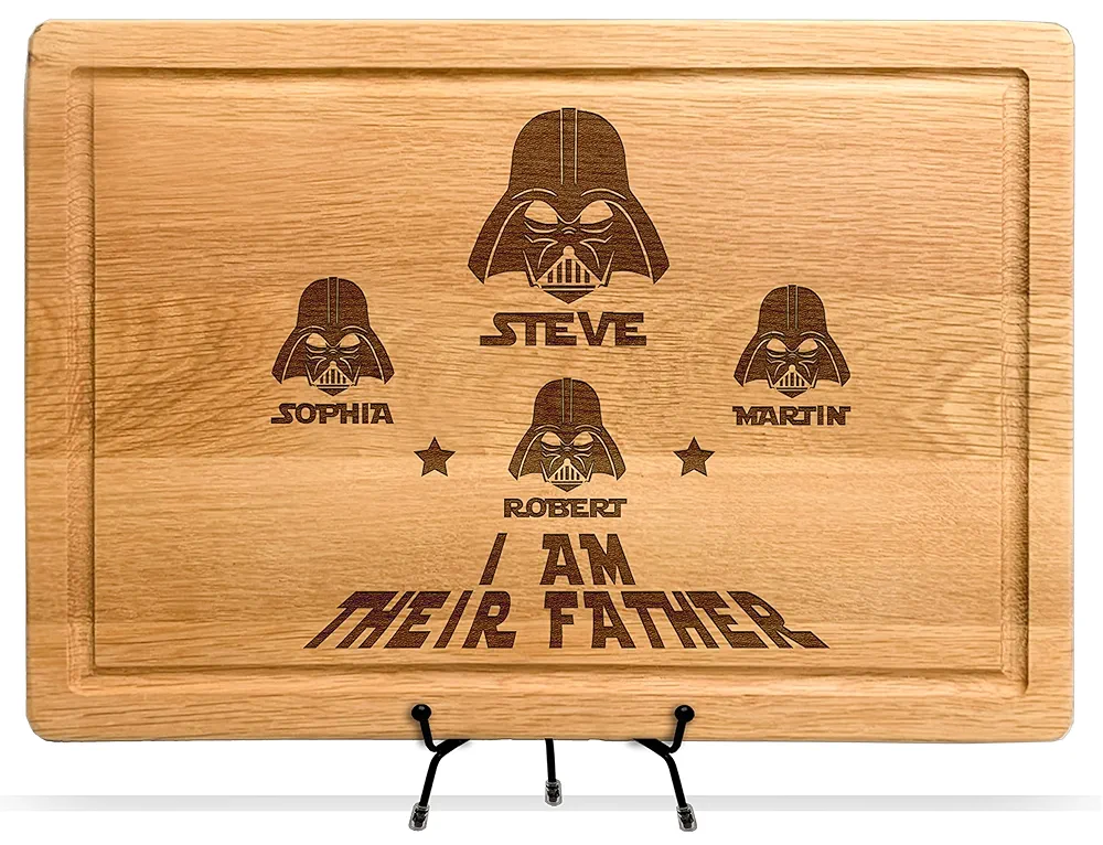 Personalized I am Their Father StarWar Dad Gift Cutting Board, Christmas & Fathers Day Gifts, Funny Star War Gift, Darth Character Plaque, Custom Name Stars War Mens Gift from Daughter or Son