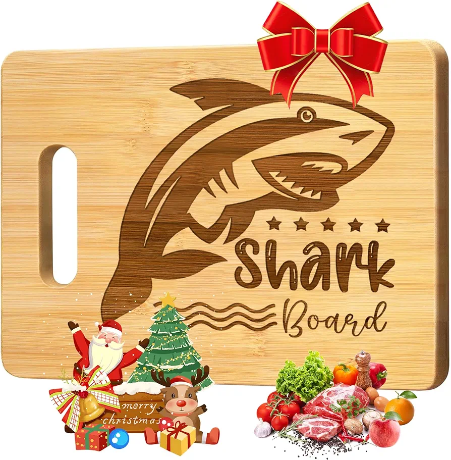 Shark Coochie Charcuterie Board, Shark Cutting Board, Personalized Engraved Cutting Board,Charcuterie & Chopping Board for Kitchen,Christmas Gifts for Men, Christmas Gift Ideas, (Shark Gift:13in）
