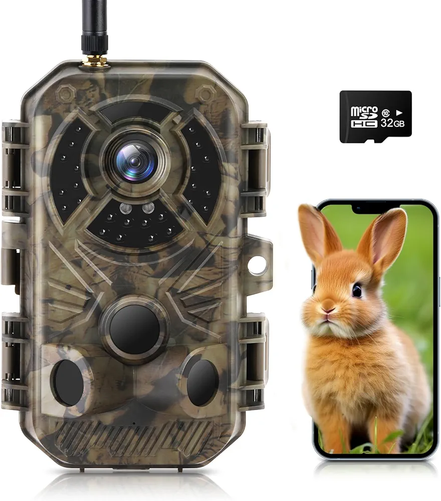WiFi Trail Cameras with Night Vision Motion Activated Waterproof, 48MP 4K Game Camera, 120° Wide Angle 0.2s Trigger Speed, Trail Cam, for Wildlife Deer Scouting Hunting or Monitoring Home Security